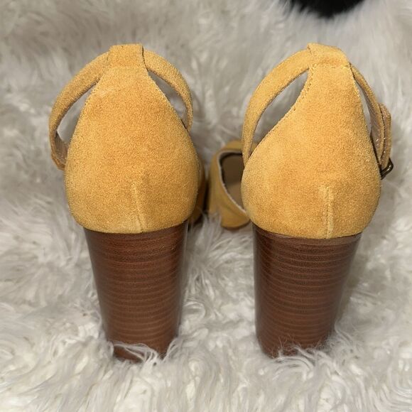 Soludos Collette Leather Ankle Strap Suede Heels in Marigold Women’s Size 10 - Picture 8 of 11